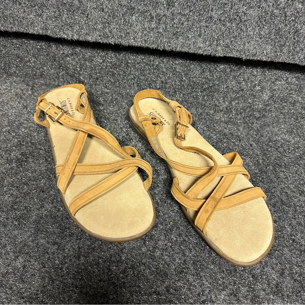 GH Bass Margie Sunjuns Womens Tan Leather Strappy Granola Sandals Boho Size 10M
